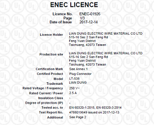LT-538 C8 Connector ENEC and UL Approvals Listed